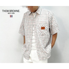 톰브라운 체크 루즈핏 반팔 셔츠