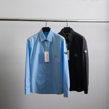 프라다 프린팅 로고 와펜 셔츠