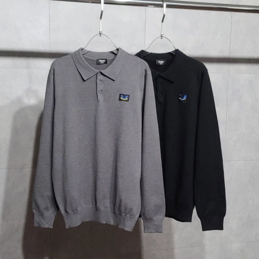 펜디 로고 와펜 긴팔 카라 니트