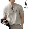 폴로 케이블 라운드 린넨 머슬핏 반팔 니트