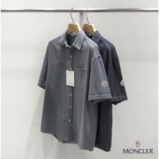 몽클레어 세미 오버핏 워싱 반팔 셔츠