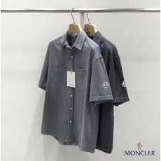 몽클레어 세미 오버핏 워싱 반팔 셔츠