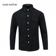 루이비통 자수 로고 세미 오버 다미 스웨이드 셔츠