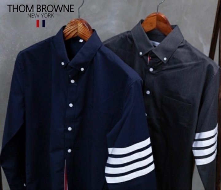 톰브라운 사선 완장 포켓 와이셔츠