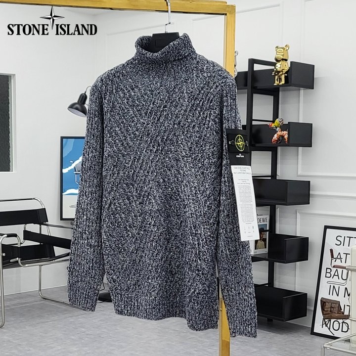 스톤아일랜드 사선 믹싱 폴라 니트