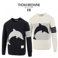 톰브라운 돌핀 사선 라운드 니트