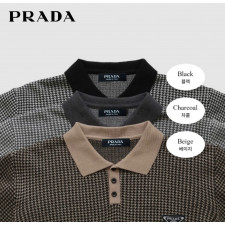 프라다 프론트 로고 하운드투스 니트