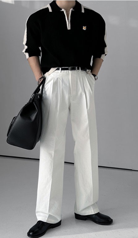 메종키츠네 폭스 배색 울 카라 반집업