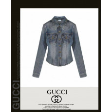 구찌 여성 11441 워싱 데님 스판 셔츠