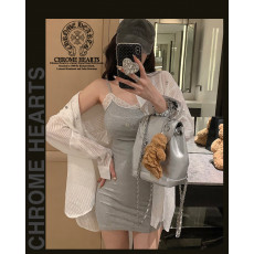 크롬하츠 여성 876 크로스 시스루 롱 셔츠