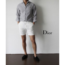 디올 꿀벌 자수 로고 드레스 스트라이프 카라 셔츠