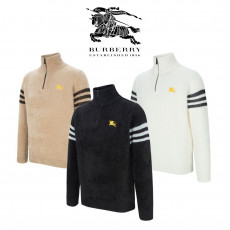 버버리 골드 버킷 부클 모헤어 반집업 니트