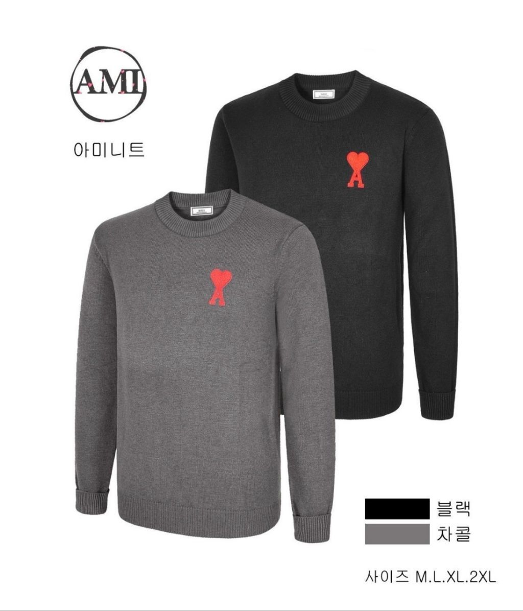 아미 가슴 자수 니트