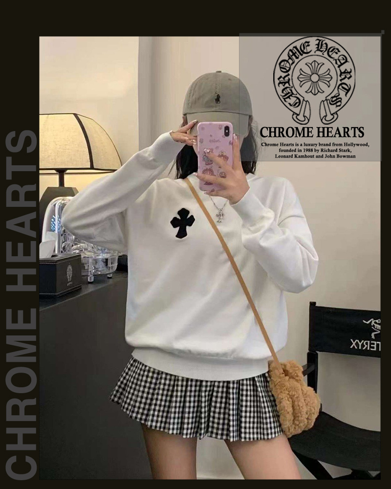 크롬하츠 여성 7349 오버 패치 라운드 니트