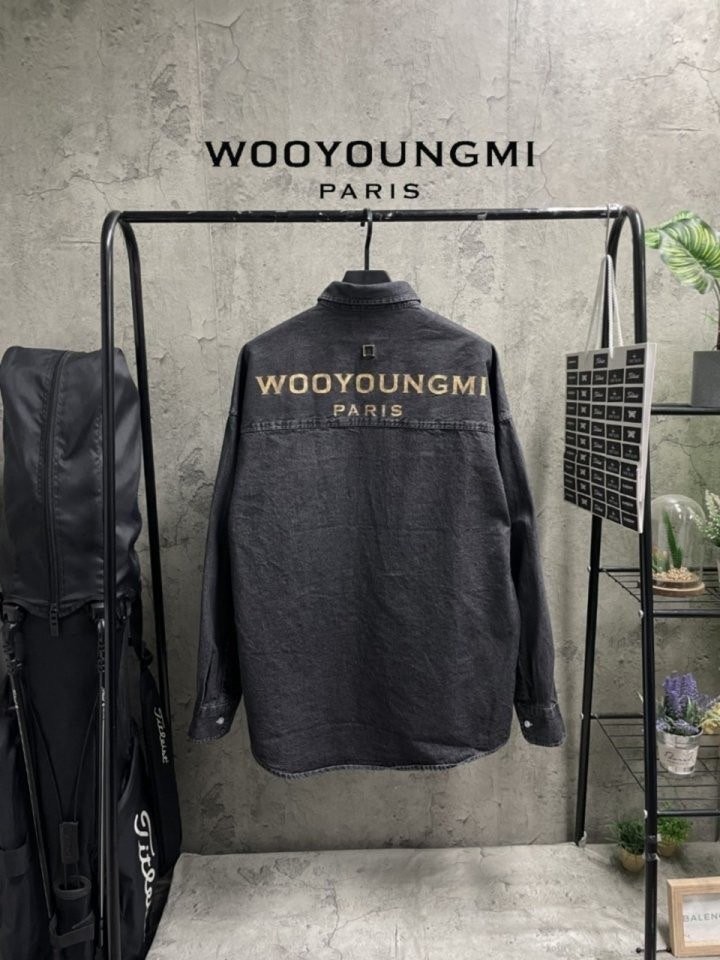 우영미 백로고 데님 셔츠