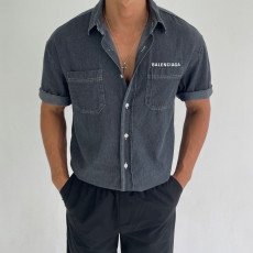 발렌시아가 데님 반팔 셔츠