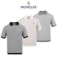 몽클레어 단가라 지퍼 카라 반팔 니트