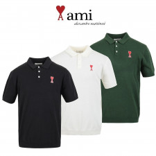 아미 베이직 카라 반팔 니트