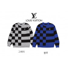 루이비통 다미에 자수 로고 배색 라운드 니트