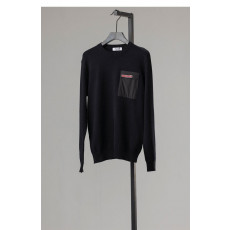 프라다 포켓 레드 로고 크루넥 스웨터 니트