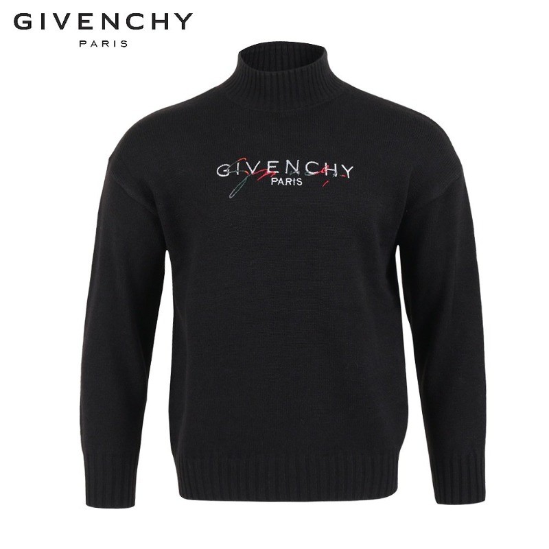 지방시 메인 레터링 자수 넥 니트