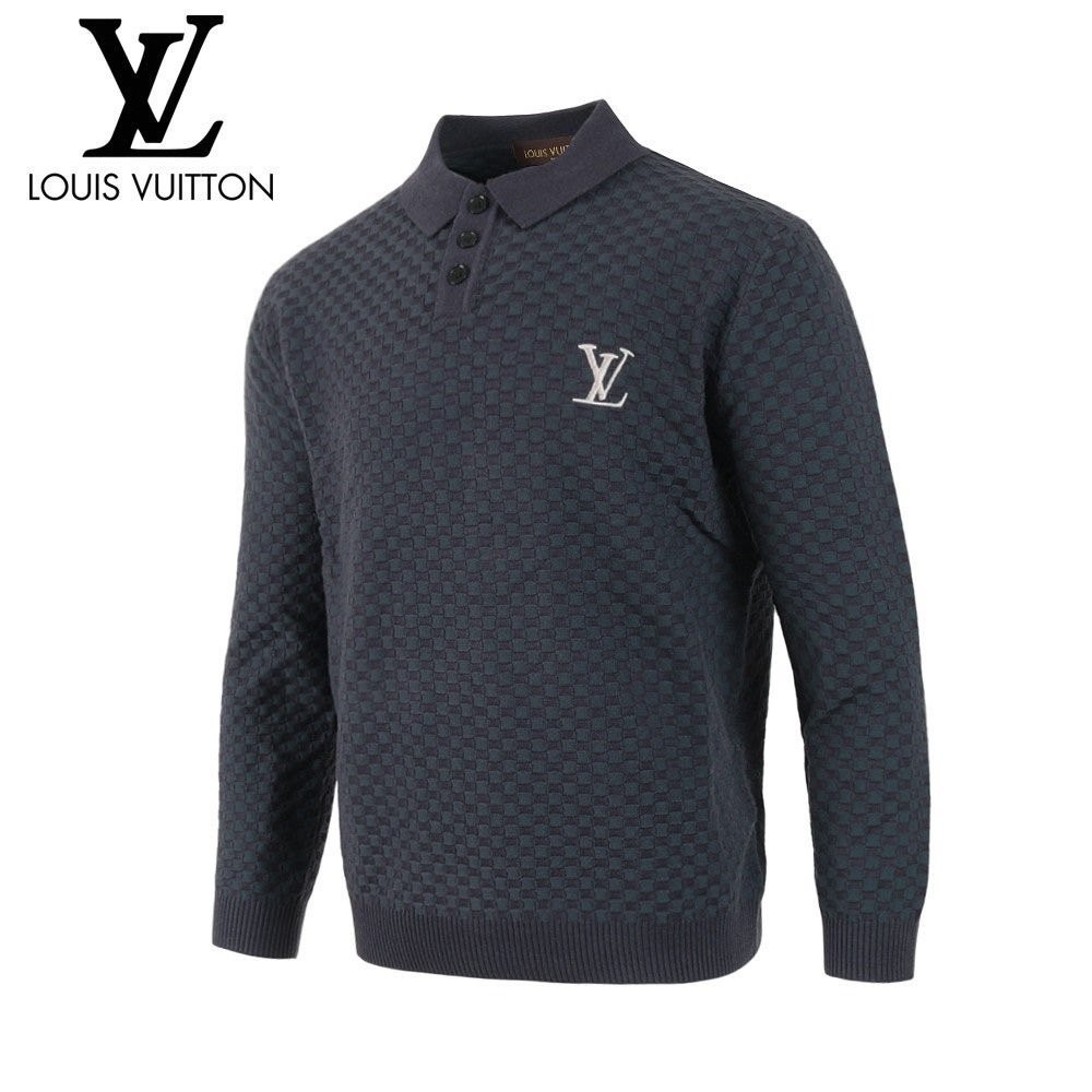 루이비통 LV 자수 긴팔 카라 니트