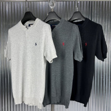 폴로 헨리넥 원버튼 반팔 니트