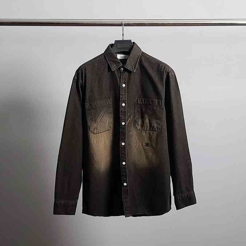 셀린느 로고 자수 워싱 오버 데님 셔츠