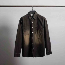 셀린느 로고 자수 워싱 오버 데님 셔츠