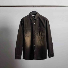 셀린느 로고 자수 워싱 오버 데님 셔츠