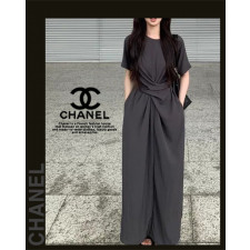 샤넬 여성 8608 허리 매듭 연출 반팔 원피스