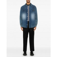 프라다 클래식 투포켓 트라이앵글 워싱 데님 셔츠