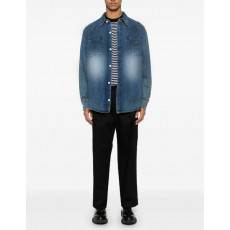 프라다 클래식 투포켓 트라이앵글 워싱 데님 셔츠