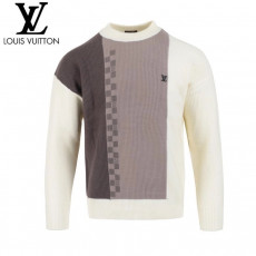 루이비통 스틸 로고 다미에 배색 램스울 니트