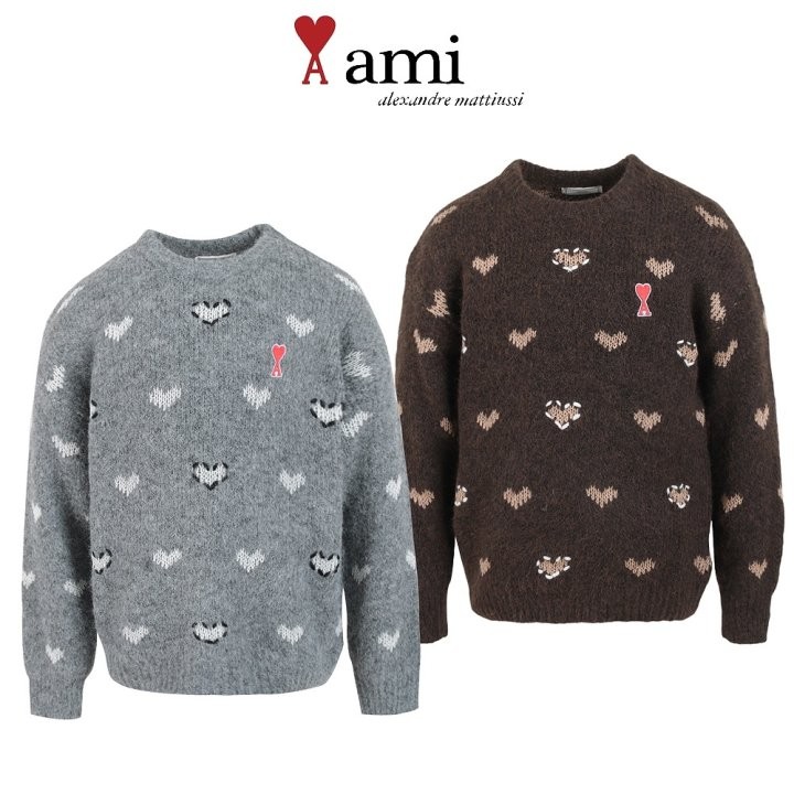 아미 자수 패치 앙고라 울 니트