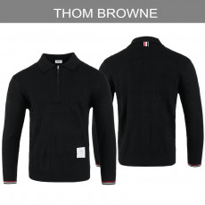 톰브라운 웨이스트 라이닝 하프 울 카라 니트 반집업