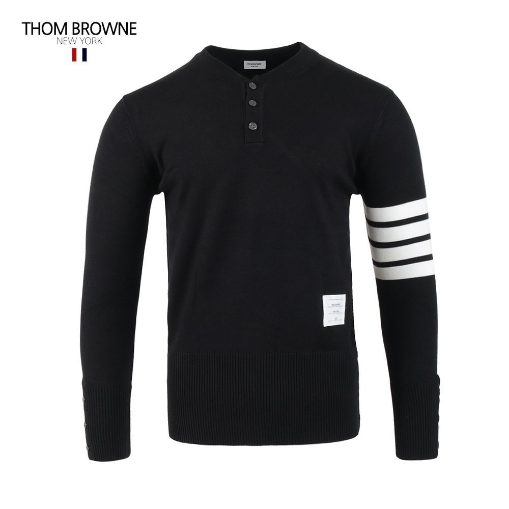 톰브라운 4바 오픈 라운드 버튼 울 니트