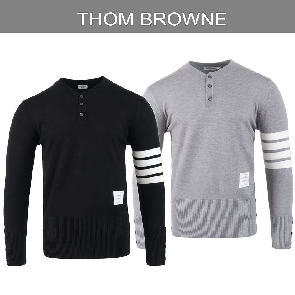 톰브라운 4바 오픈 라운드 버튼 울 니트