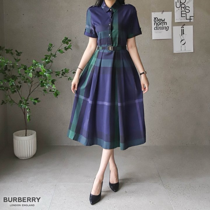 버버리 여성 B벨트 체크 원피스