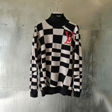루이비통 자가드 울 풀 오버 폴라 니트