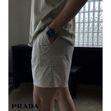 프라다 플레이트 스판 카고 하프 반바지