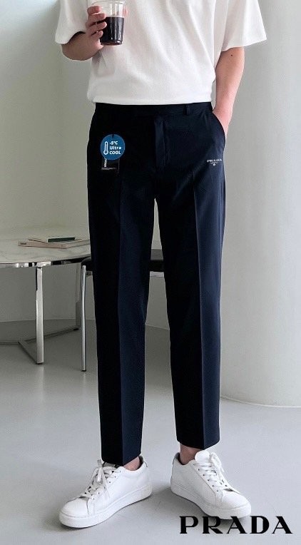 프라다 밀라노 자수 로고 원턱 슬랙스 팬츠 (바지)