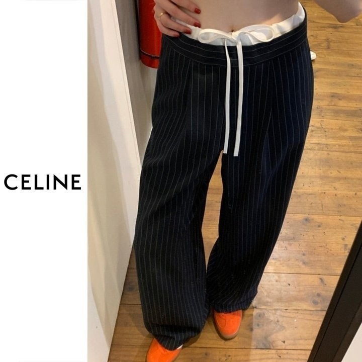 셀린느 여성 스트라이프 핀턱 팬츠 (바지)