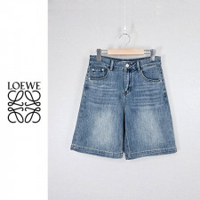 로에베 여성 자수 투톤 청 반바지