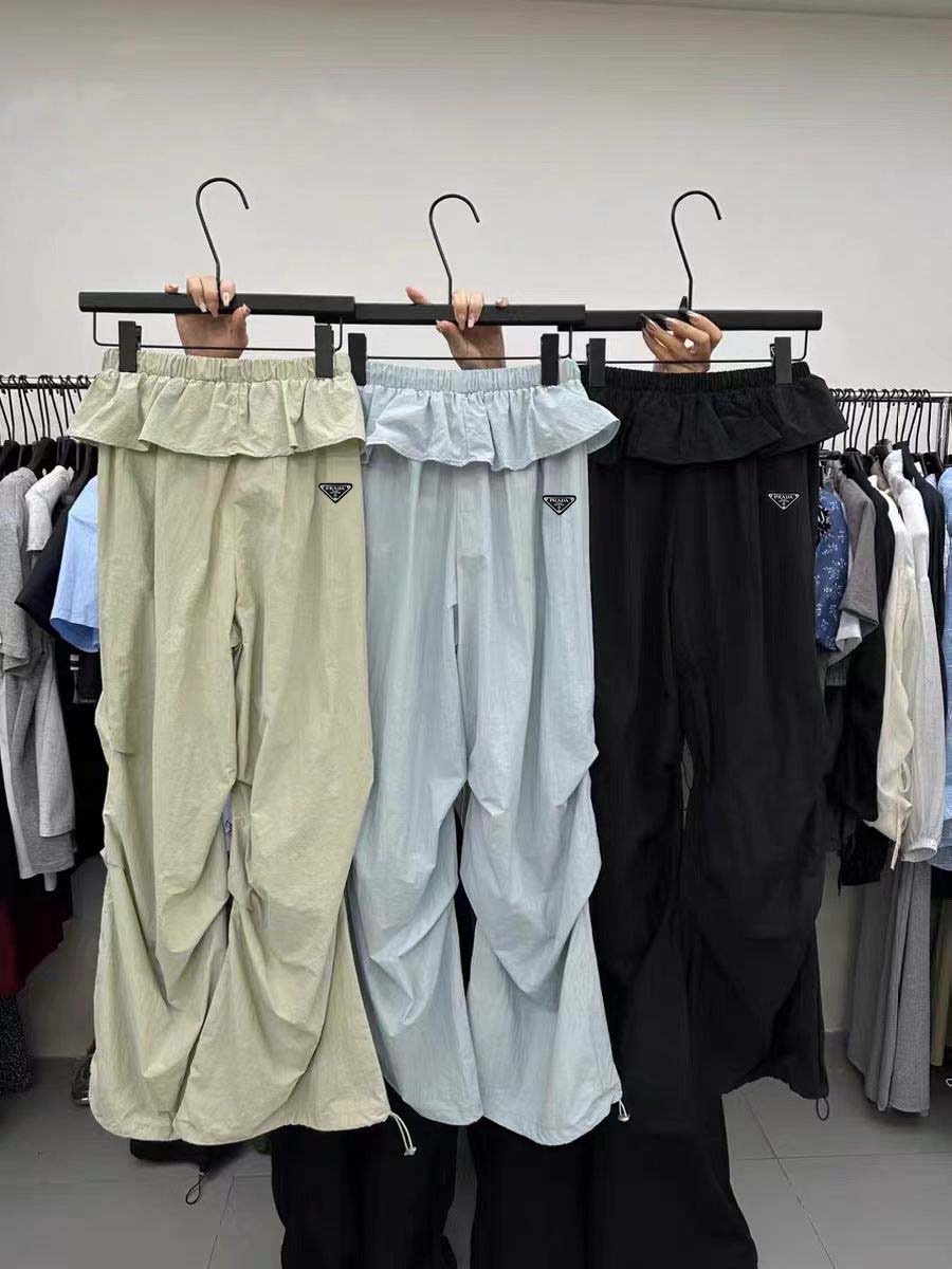 프라다 여성 프릴 와샤 스트링 팬츠 (바지)