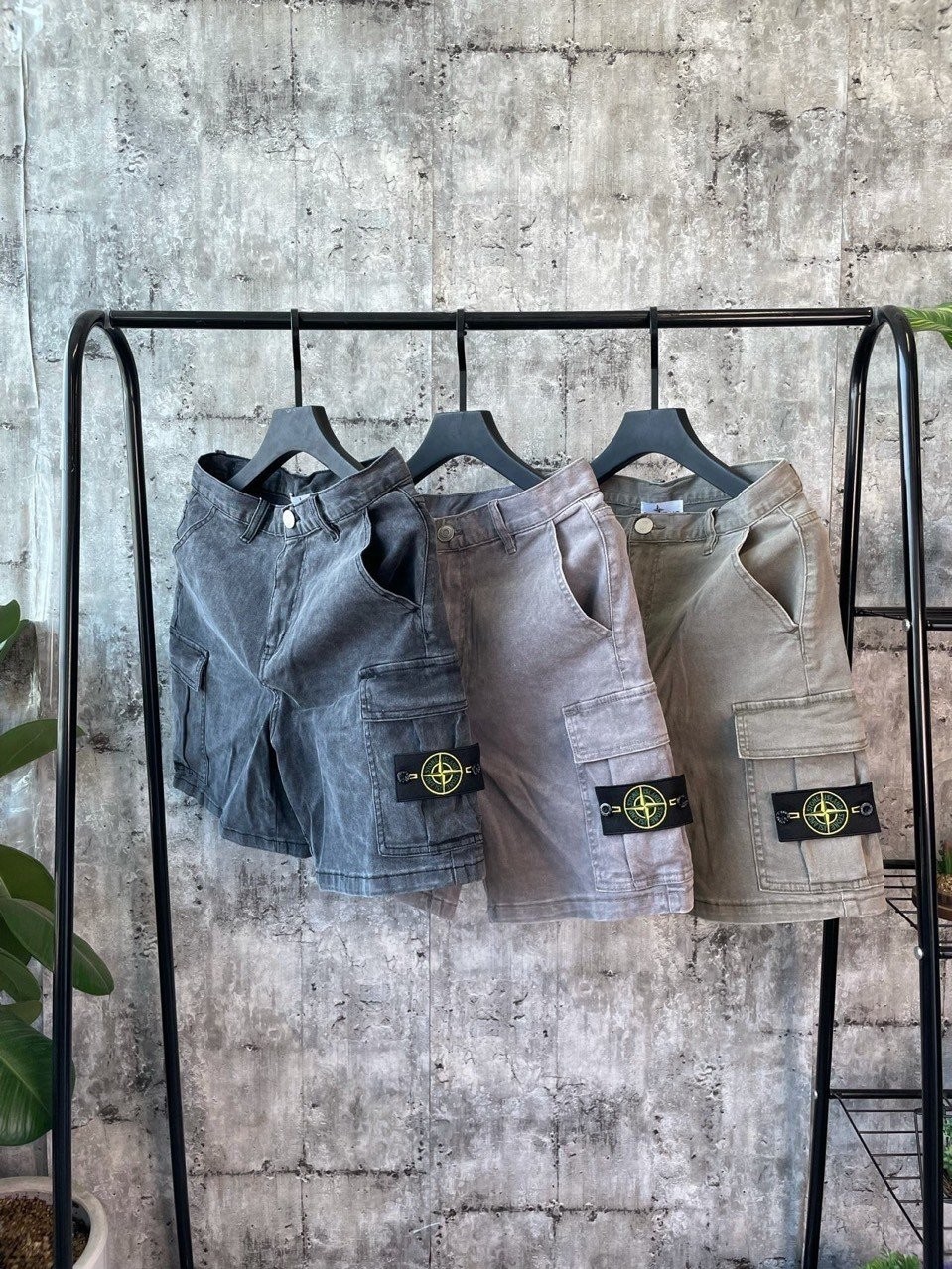 스톤아일랜드 와펜 워싱 카고 반바지