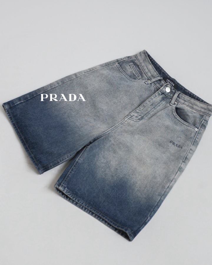 프라다 여성 그라데님 청 반바지