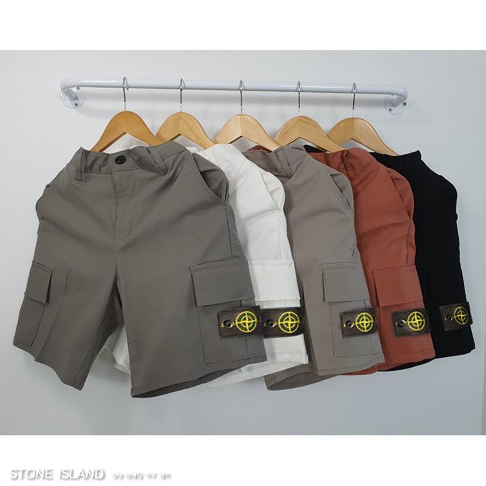 스톤아일랜드 린넨 반밴딩 카고 반바지