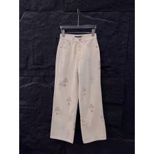 크롬하츠 여성 자수 베이지 데님 청바지