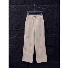 크롬하츠 여성 자수 베이지 데님 청바지